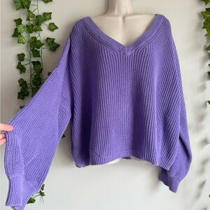 🌿 Gorgeous Purple V-Neck Cropped Knit Sweater from BP